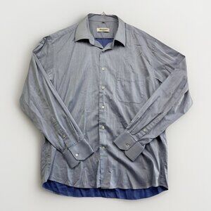 Vintage Balmain Button Up Shirt Men’s Sz XL (43-44) Blue Long Sleeve Dress shirt